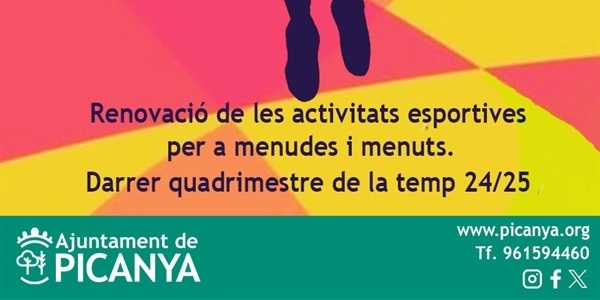 Renovació i inscripció activitats esportives per a menudes i menuts